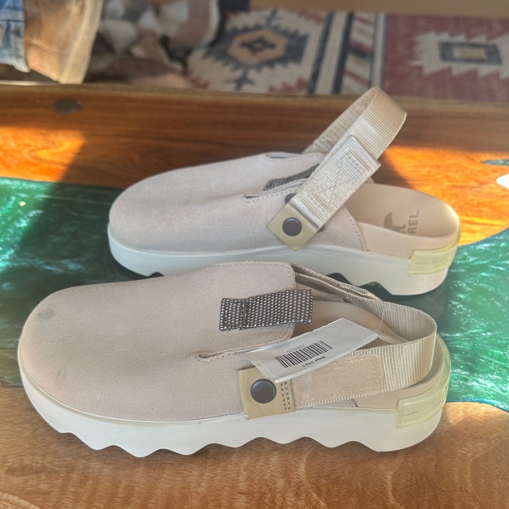 Sorel Cream Mules with White Soles